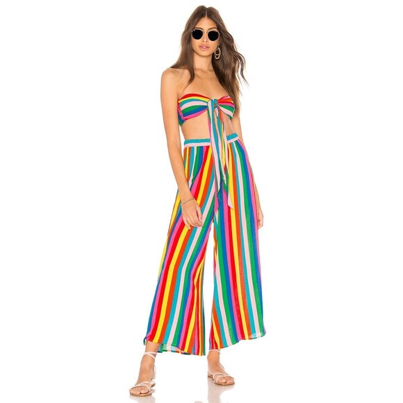 SHOW ME YOUR MUMU Womens Small Stripe Pull On Pants Crop Top EXPLORER KENNY - Picture 2 of 14